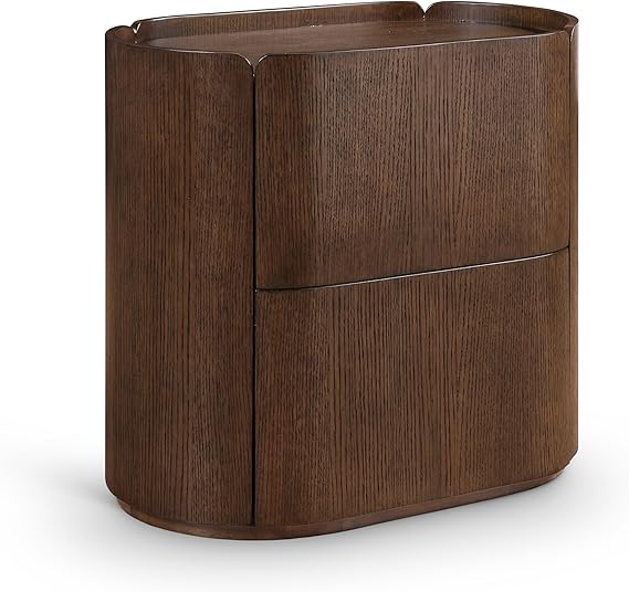 Meridian Furniture 703Brown-NS Everett Collection Modern | Contemporary Night Stand with Rich Brown Finish, Oak Veneer, 28" W x 17.5" D x 26" H, Brown