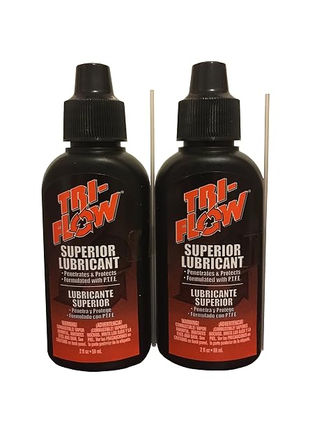 Tri-Flow Superior Lubricant 2 oz Drip Bottle with 4-Inch Straw. 2 Pack