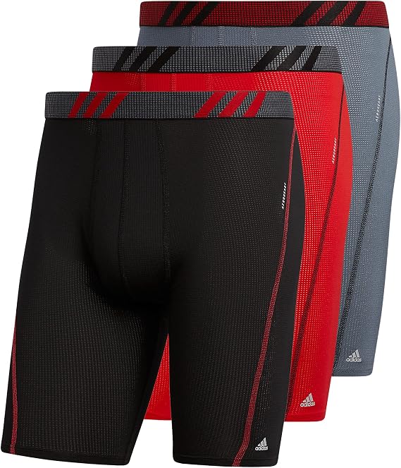 adidas Men's Men's Sport Performance Mesh 3-pack Long Boxer Brief Underwear (pack of 3)