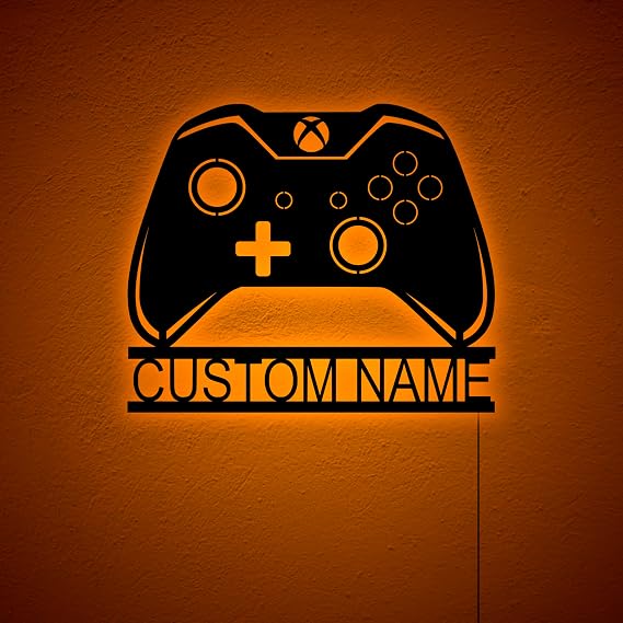 Custom Game Room Console Wall Art with RGB Led, Wood Wall Decor, RGB Lights, Console Gaming Wall Decor, Gaming Room Led Sign, Birthday Xmas Christmas Gifts, RGB 16 Colors Changing