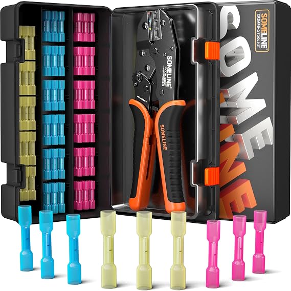 SOMELINE Heat Shrink Butt Connector Crimping Tool Kit, 22-10 AWG