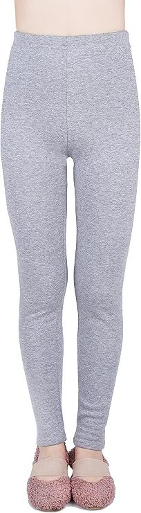 IRELIA Kids Girls 100% Cotton Fleece Lined Solid Leggings Warm Pants for Winter