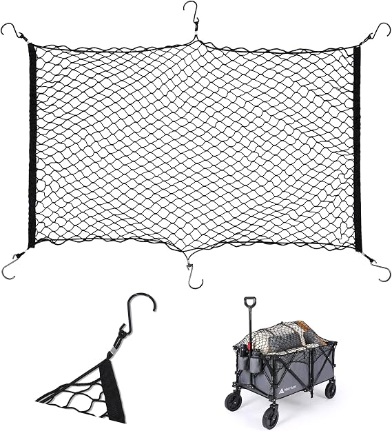 Hikenture Cargo Net for Folding Wagon - Anti-Falling Nylon Cover With 6 Hooks
