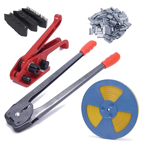 Complete Polypropylene(PP) Strapping Kit with Tensioner, Sealer Tools, and 100 Metal Seals - Includes 100 Corner Protectors for Secure Shipping