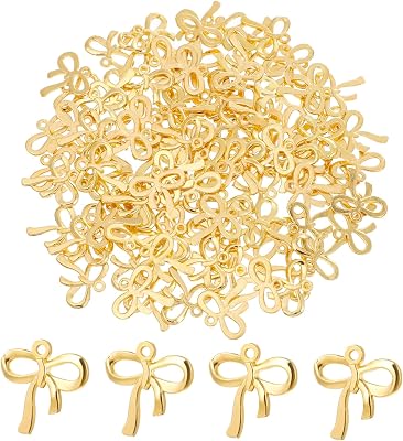 100Pcs Bowknot Charms Bow Tie Earring Bracelets Necklaces Jewelry Cute Bow Links Connector for DIY Making Crafts Pendants