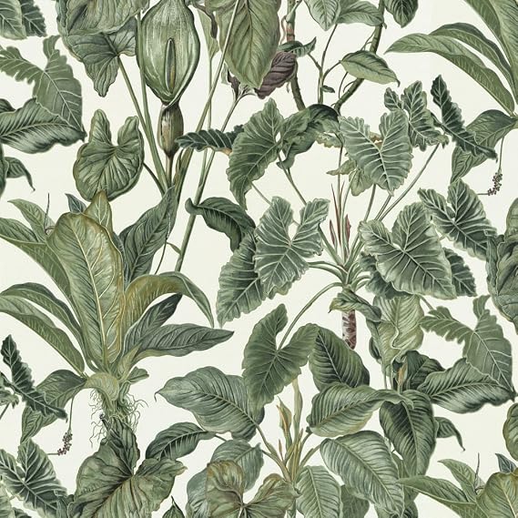 Paradiso Wallpaper Jungle Green Leaves Paradise Tropical Feature Vinyl 