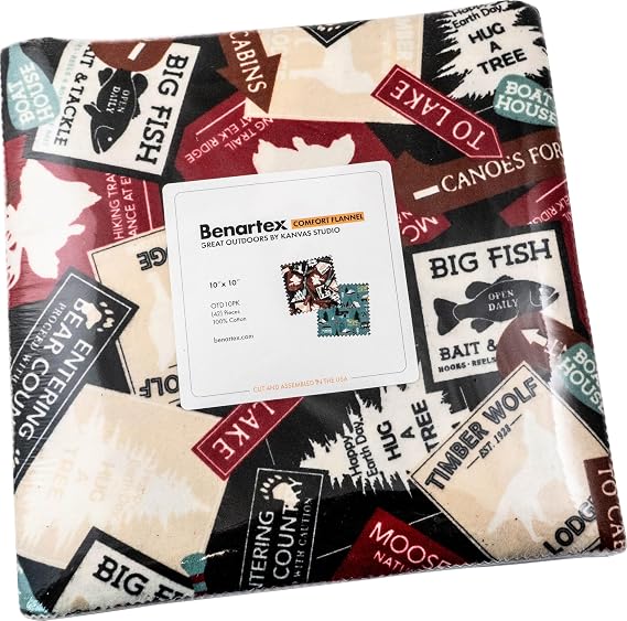 Kanvas Studio Great Outdoors Comfort Flannel 10X10 Pack 42 10-inch Squares Layer Cake Benartex