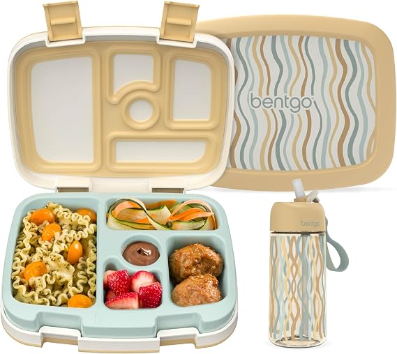 Bentgo Kids Prints Lunch Box Set With Water Bottle (Wavy)