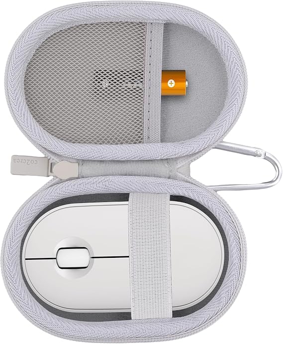 co2CREA Hard Case for Logitech Pebble M350/M350s/M355/i345 Mouse, Off White | Travel Protection, Soft Anti-Static Lining, Hard EVA Shell, Shockproof Dustproof Water Resistant