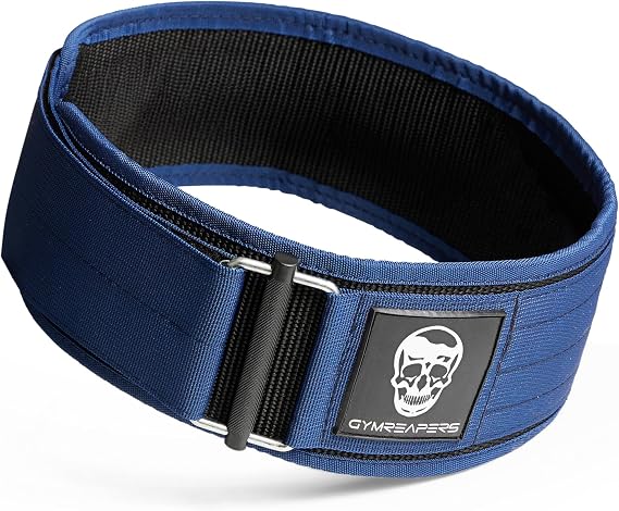 Gymreapers Quick Locking Weightlifting Belt for Bodybuilding, Powerlifting, Cross Training - 4 Inch Neoprene with Metal Buckle - Adjustable Olympic Lifting Back Support