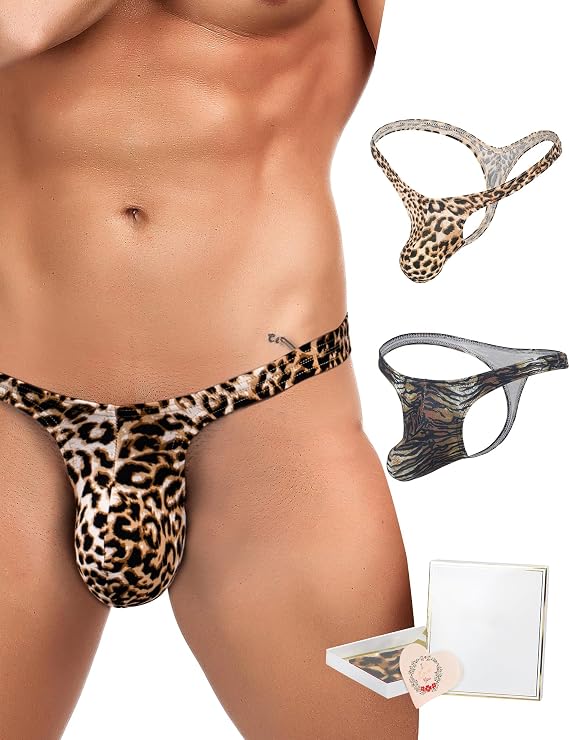 ohyeahlady Men G-String Thong Underwear Animal Print Briefs Sexy Hot T-Back