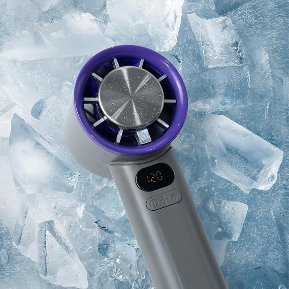 Portable Handheld Fan 4000mAh, Mini Turbo Fan with LED Digital Display, 120 Speeds Personal Cooling Fan, High Velocity Quiet Battery Operated Pocket Fan for Travel, Commute, Outdoor, Gift (Purple)