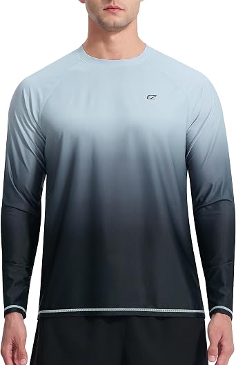 Men's Long Sleeve Rash Guard Quick Dry Swim Shirts UPF 50+ UV Sun Protection Tee Surfing Tops