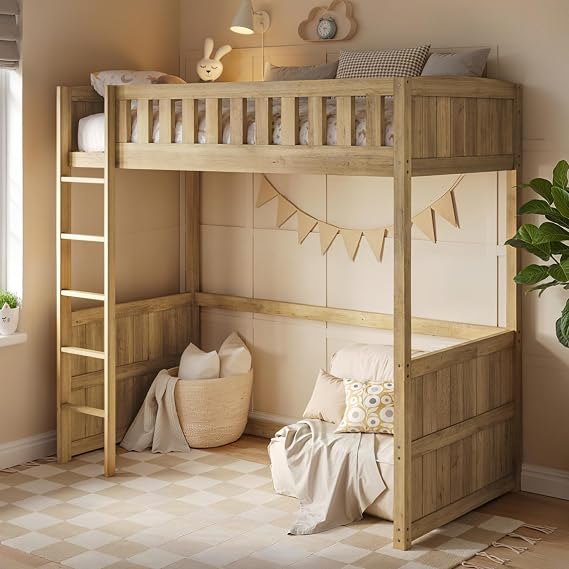 Flair Furnishings - Single High Sleeper Bed, Wooden High Sleeper Bed, Heavy Duty Solid Wood, Underbed Storage Space, Sleek and Stylish with