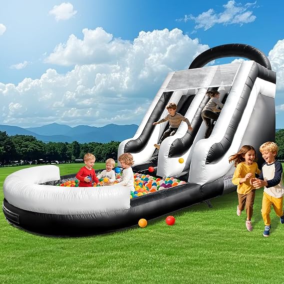 21FT(L) Commercial Water Slide for Adults Kids, 100% PVC Inflatable Water Slide with Pool & 950W Blower for Kids Backyard Outdoor Summer Party - Black