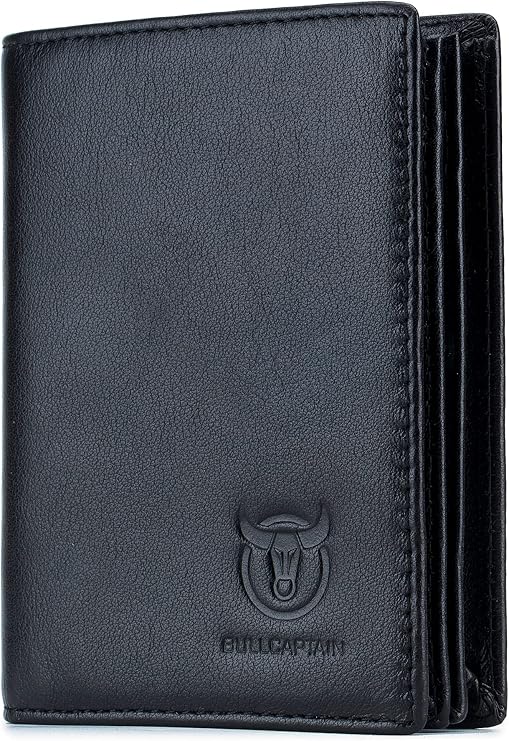 BULLCAPTAIN Mens Wallet RFID Bifold Soft Genuine Leather Bifold Wallets for Men with 15 Card Slots ID Window