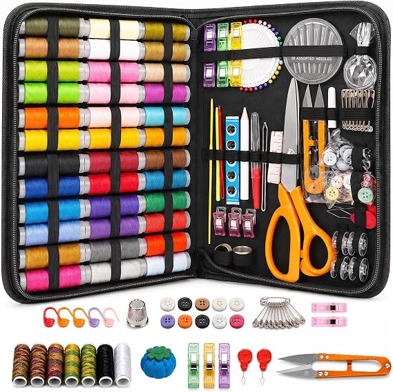 JJRING 205 PCS Sewing Kit for Adults with Portable Handbag, Black