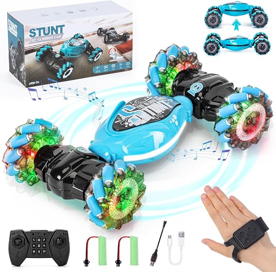 Remote Control Cars for Kids Adults,Gesture Sensor Drift RC Stunt Car,Ltteaoy Double Sided Rotating 4WD High Speed Off-Road Vehicle Toys 360° Rotation with Lights and Music,Gifts for Boys Girls Age 6+