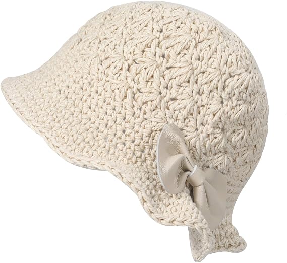 ZLYC Women Crochet Bucket Hat Handmade Cotton Knit Cloche Bowler Hat