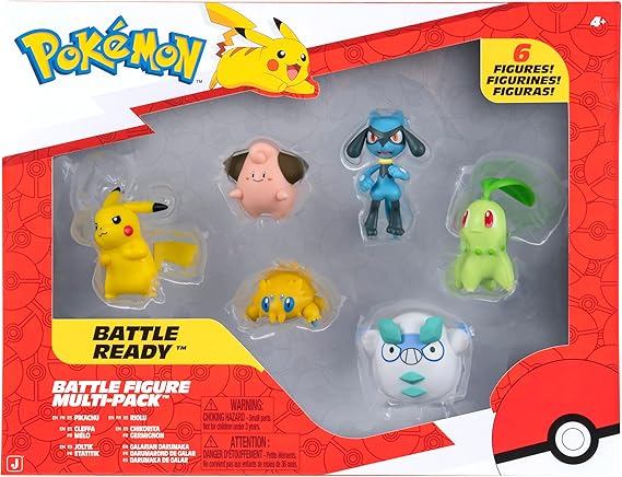 Pokémon Savaş Figürü 6'lı Paket - 2 İnçlik Pikachu, Joltik, Galarian Darumaka, Riolu, Chikorita ve Cleffa Savaş Figürlerini İçerir