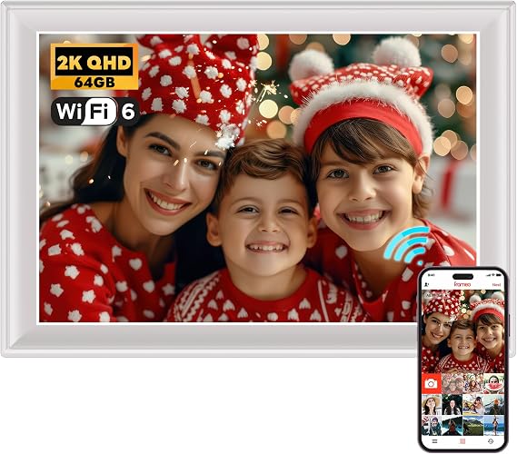64GB 2K Digital Photo Frame, WiFi6, 10.5 Inch, White
