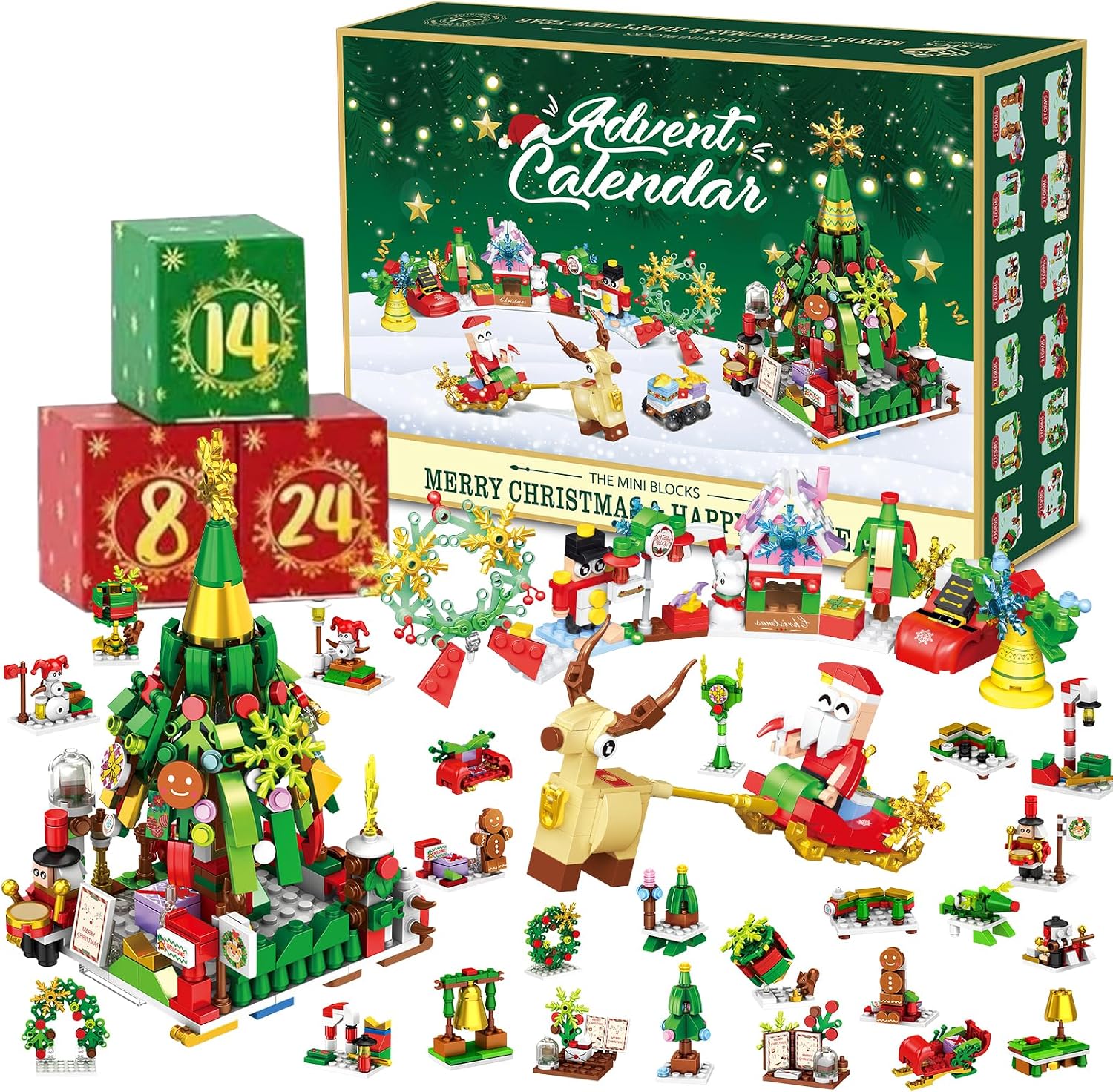 Advent Calendar 2025 Building Blocks , 12 in 1 24 Days Countdown Calendar Blocks for Kids Adults,Building Christmas Tree & Christmas Decorations,Christmas Gifts for Boys & Girls Christmas Stocking Stuffers