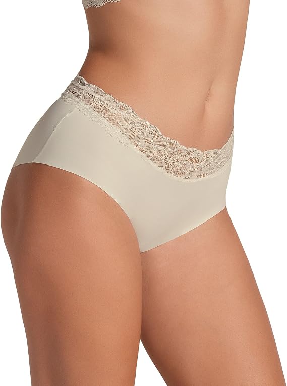 Leonisa Ultra-Light Lace Waistband Cheeky Panties - Seamless Underwear for Women