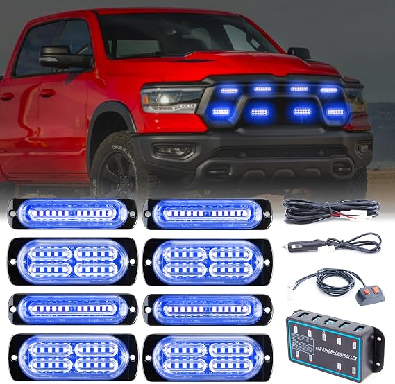 8-pcs Surface Mount Emergency Strobe Lights with Controller