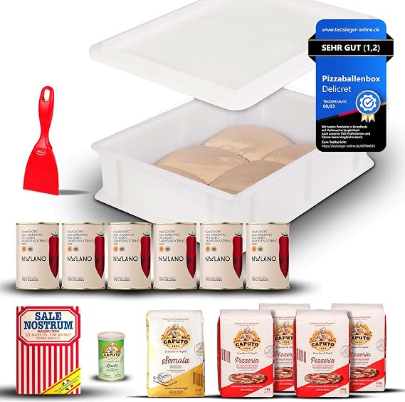 DELICRET Pizza Deluxe Set mit Pizzaballenbox San Marzano & Caputo Zutaten