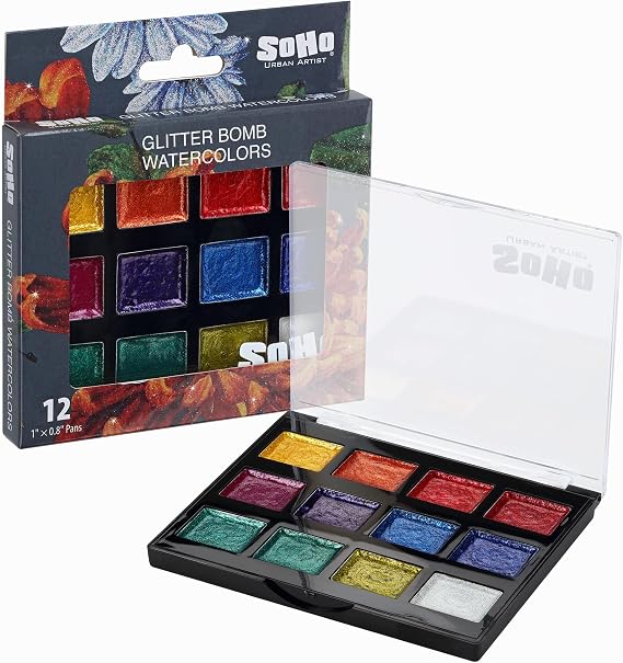 Soho Urban Artist Glitter Bomb Watercolor Paint Set w/12 Colors