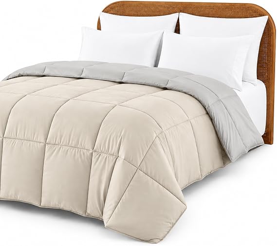 AmrapurOverseas 2DWNCMFG-IAP-KG Down alternative reversible comforter - Ivory and Atmosphere, King