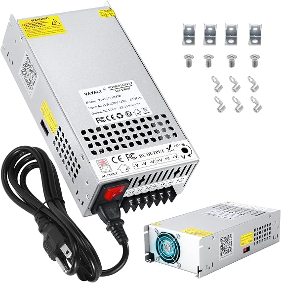VAYALT DC 12V 83.3A 1000W Switching Power Supply, 110V/220V AC to DC Converter, Universal Regulated Switching, 12V Power Supply for CCTV Camera System, 3D Printer, LED Strip, Computer Project
