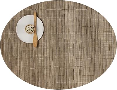 Chilewich Bamboo Placemats Set of 4 - Woven Oval Placemats - Reusable, Stain-Resistant, IndoorOutdoor Tabletop Protection - 19 x 14 - Camel