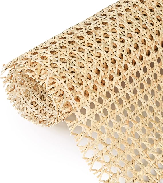 16" Width x 3.3 Feet Cane Rattan Webbing Roll for Caning Projects, Cane Webbing Sheet, Natural Pre-Woven Open Mesh for Furniture Chair Cabinet Ceiling Bed Door