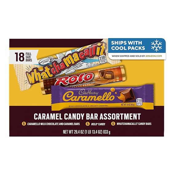 HERSHEY Assorted Chocolate Caramel Candy Variety Pack, 29.4 oz, 18 ct | HERSHEY Assorted Chocolate Caramel Candy Variety Pack, 29.4 oz, 18 ct