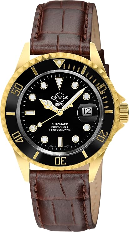 GV2 Men's Liguria Swiss Automatic Watch, Genuine Italian Leather Strap