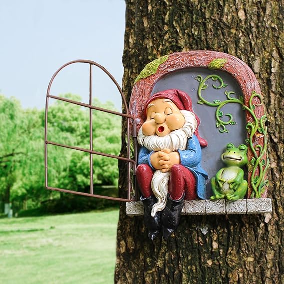 Gnome Tree Faces Decor Outdoor, Tree Decor Outdoor Garden Statues