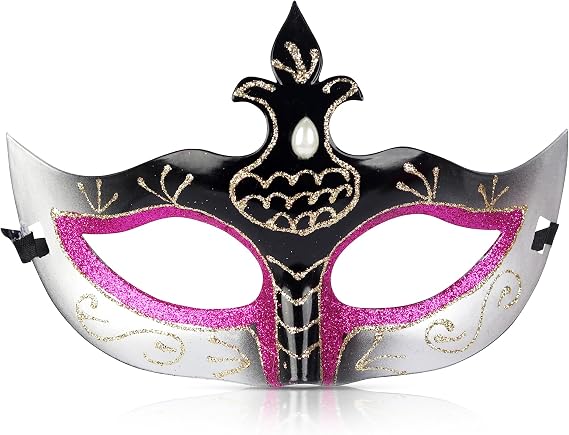 SandT Collection Harlequin Venetian Party Mask - Safari Animal Half Mask - One Size Fits All