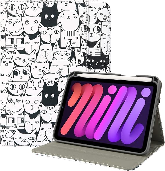iPad mini 6th Generation Case with Pencil Holder 8.3 inch 2021, Support 2nd Gen Apple Pencil Charging, Premium PU Leather Smart Cover, Auto Wake/Sleep, Shockproof Protective iPad mini 6 Case