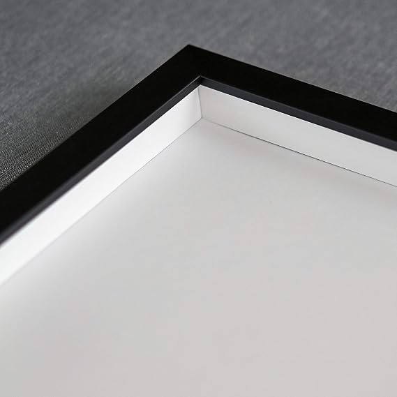 20x20 Shadow Black Box Display Frame with White Acid-Free Backing UV Acrylic & Hanging Hardware - with 3/4" Usable Depth - Great Magazine Display Solid Wood Frame Shadowbox