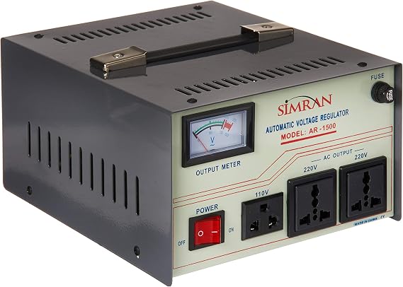 Simran AR-1500 1500-Watt Heavy Duty Voltage Regulator/Stabilizer with Built-In Step Up/Down Voltage Transformer, Grey by Simran
