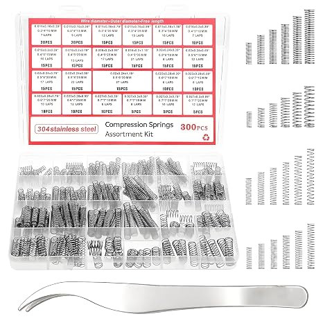 301PCS Compression Spring Set, 23 Sizes with Tweezers