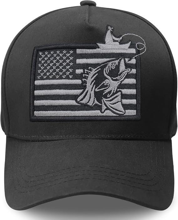 Men's Embroidered Adjustable Baseball Cap Fishing Hat, Fishing Gifts for Men, American Flag Trucker Hat