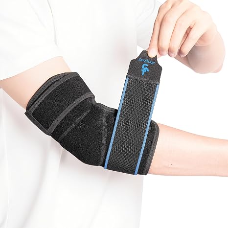 Adjustable Elbow Brace Tennis Elbow Brace for Men & Women, Elbow Compression Sleeve for Tendonitis, Golfers Elbow, Bursitis - Breathable SBR Elbow Support Wrap, S/M