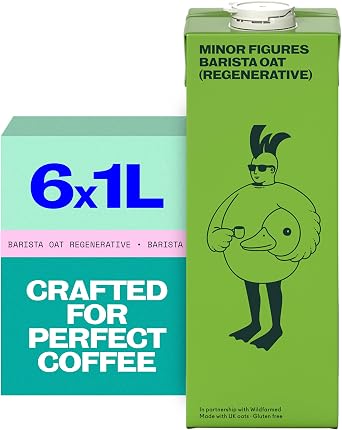 Minor Figures Barista Oat Regenerative   Long Life drink   Vitamin-Fortified Oat drink   Perfect for Coffee   Made with Regeneratively Grown Oats   Gluten-free   Vegan   6x1L