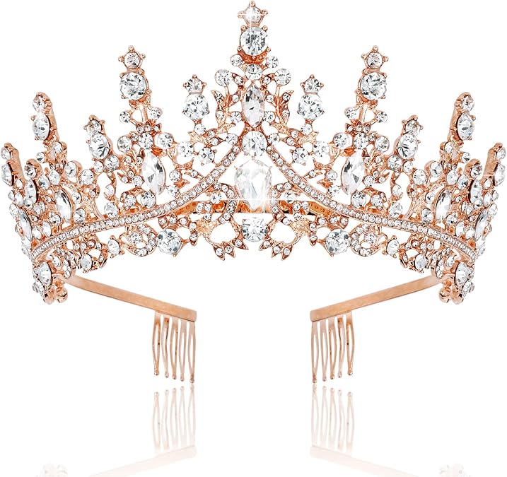 TOBATOBA Queen Crown for Women Crystal Princess Tiaras Rhinestone Wedding Tiara for Bride Birthday Crown for Women Bride Prom Pageant Halloween Costume Cosplay Props Hair Accessories