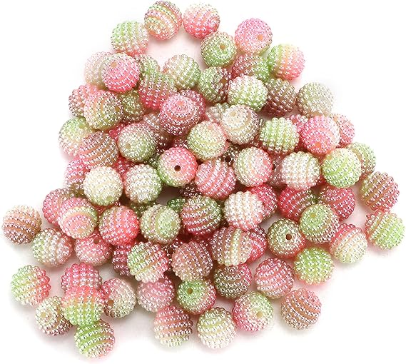 200pcs Pearl Beads, Pearlized Hand Bouquet Full Beads Jewelry, Bayberry Shaped Bubble Beads for Jewelry Making Decoration (#8)