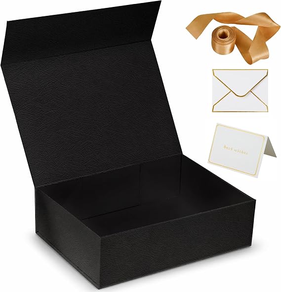YINUOYOUJIA 10.2"x7.5"x3 Black Gift Box,Gift Boxes for Presents with Magnetic Closure lids for Groomsman Proposal Box,Wedding,Christmas,Birthday,Gift Packging.