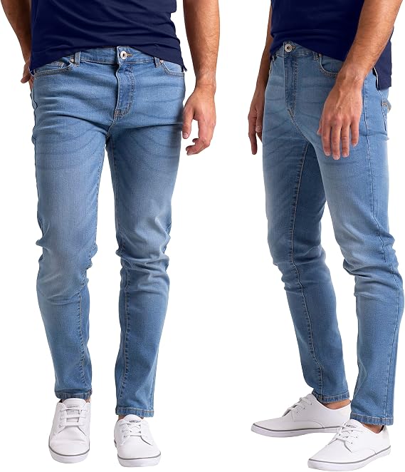 WESTACE Mens Slim-Fit Jeans Stretch Casual Classic 5-Pocket Straight Leg Durable Everyday Essential Flex Denim Jeans 28W-40W