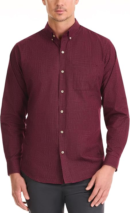 Van Heusen Men's No-Iron Long Sleeve Button Down Shirt, Comfortable Stretch Fabric